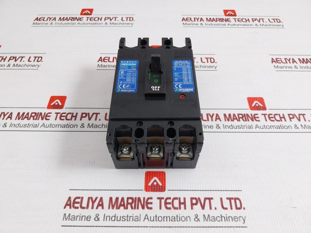 Hbs-103N Molded Case Circuit Breaker 100Af 3P 50/60Hz Hyundai