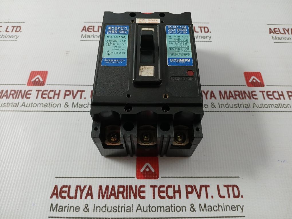 Hbs-63C Hyundai 3-pole Molded Case Circuit Breaker 15A
