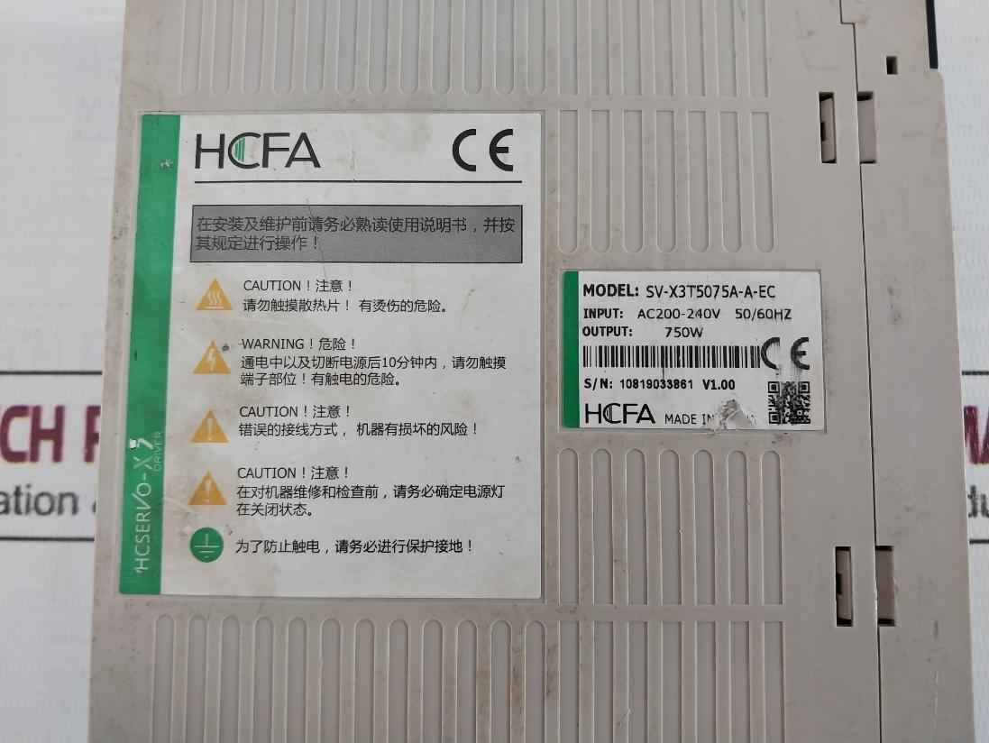 Hcfa Sv-x3T5075A-a-ec Servo Motor Drive Ac200-240V 50/60Hz 750W