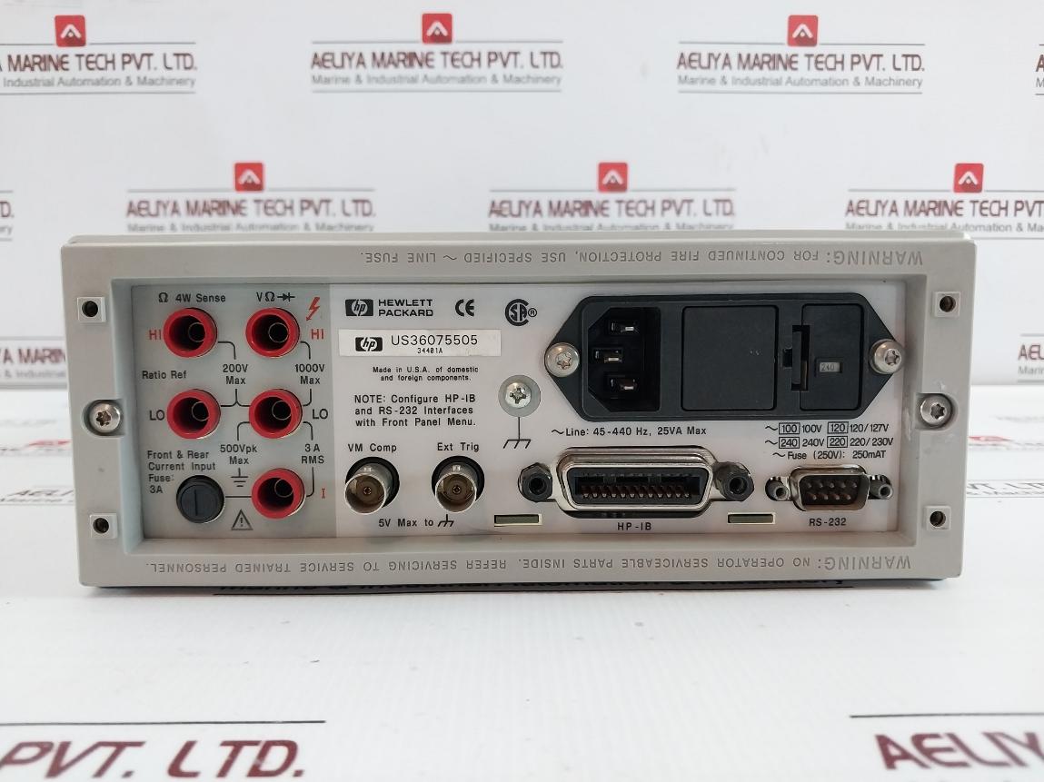 Hewlett Packard 34401A Digital Multimeter 283T3440-008 45–440 Hz 25 Va