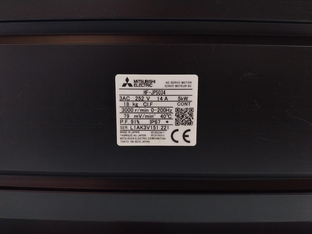 Hf-jp5034 Ac Servo Motor 3000 R/Min 0-200Hz Mitsubishi