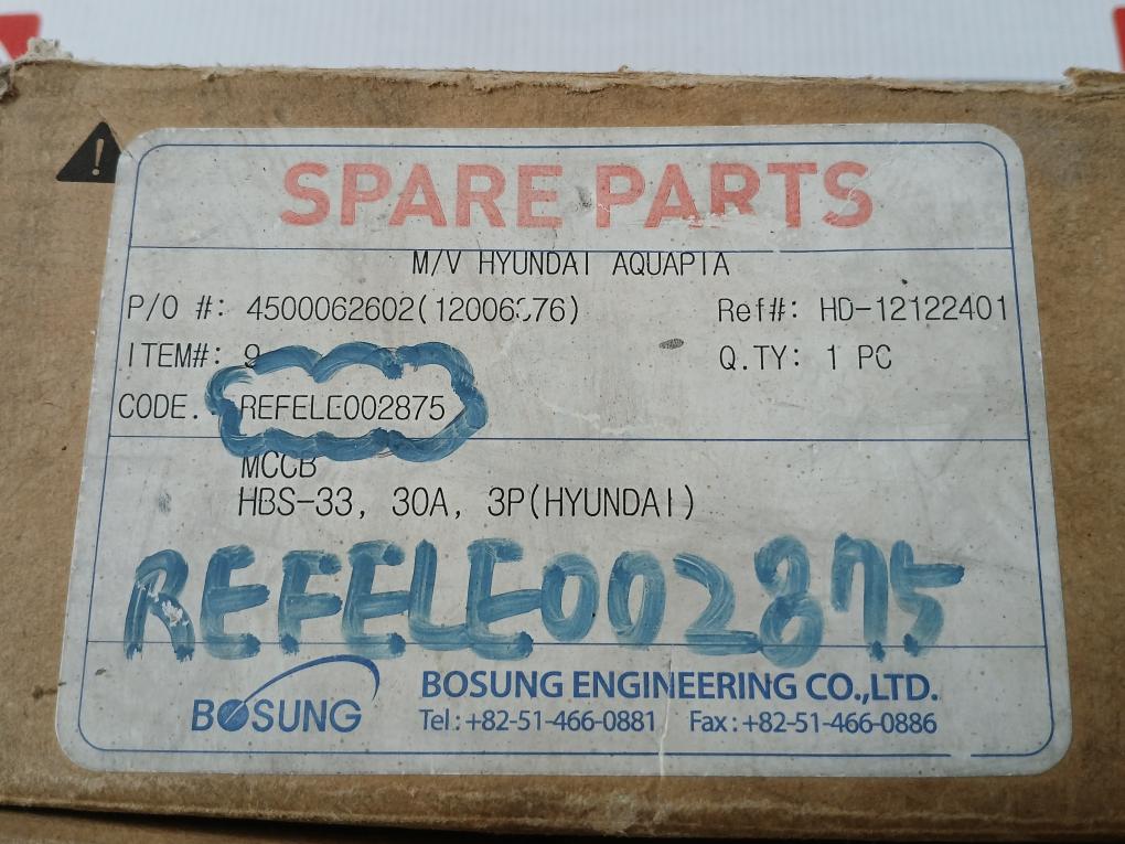 Hibs 33 Molded Case Circuit Breaker Hyundai Ac220/240V 50/60Hz