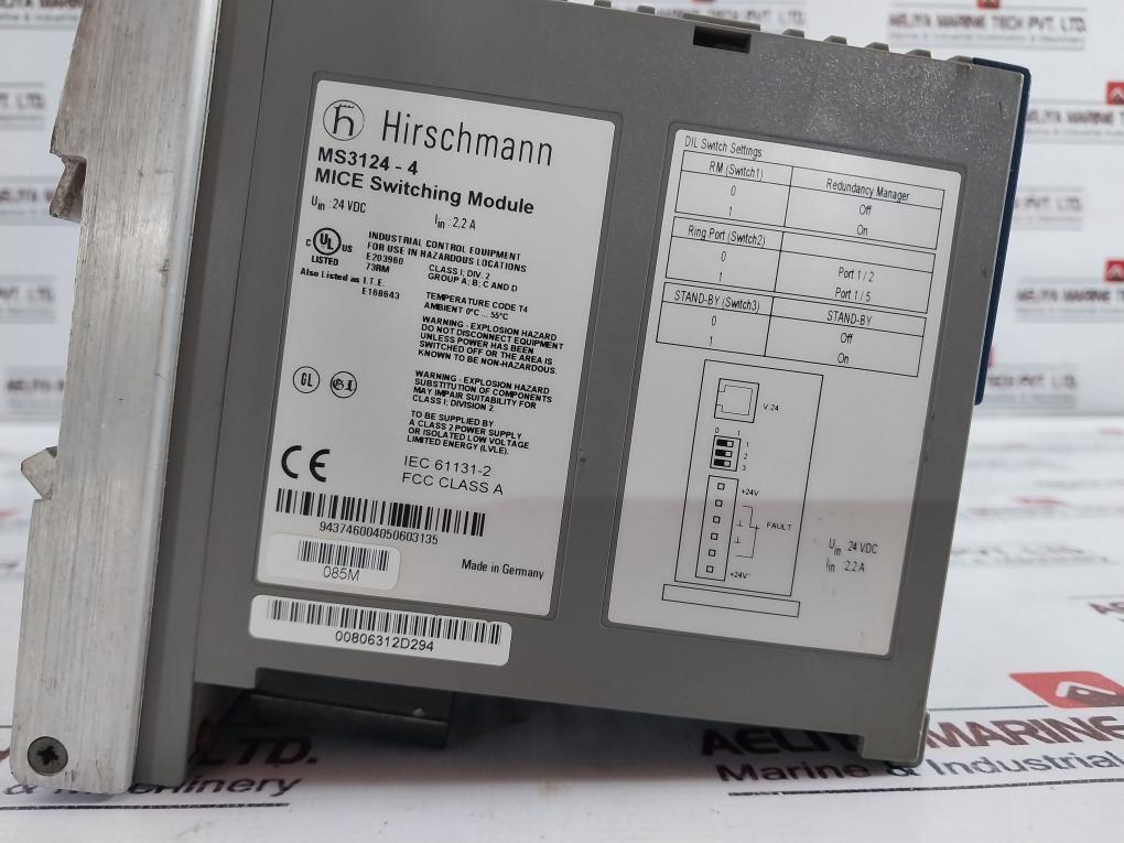 Hirschmann Ms3124-4 Mice Managed Ethernet Switch Factory Default Set