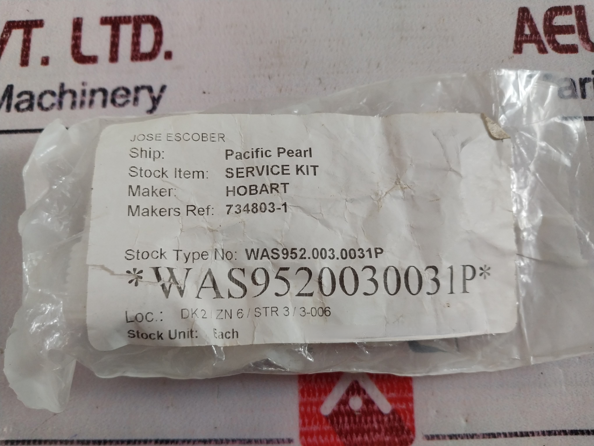 Hobart 734803-1 Wash Arm Bearing With Nut Service Kit
