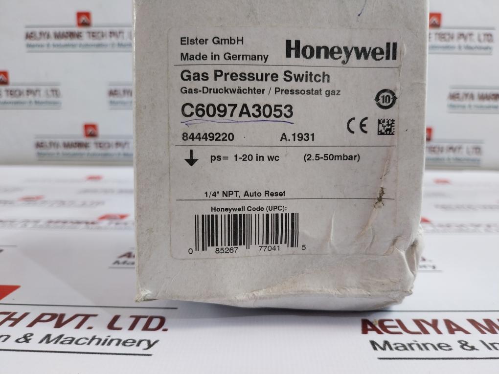 Honeywell C6097A3053 Gas Pressure Switch 240Vac 1/4" Npt
