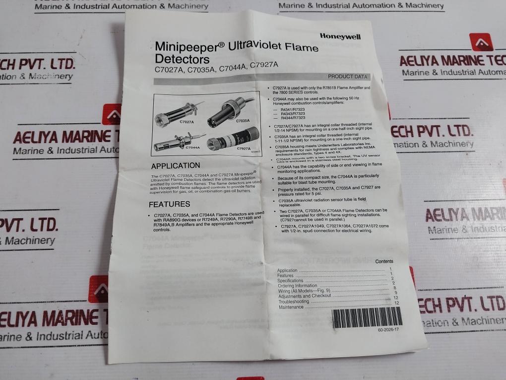 Honeywell C7027a1023 Mini-peeper 1/2" Female Npt Pipe Control Box Combustion