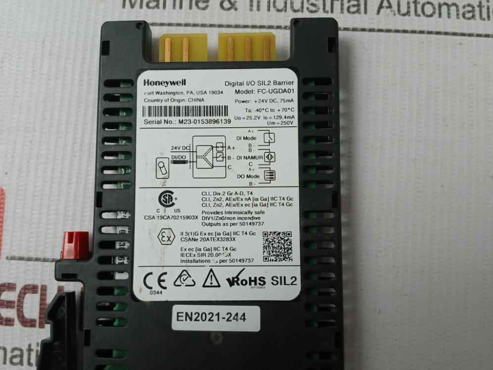 Honeywell Fc-ugda01 Digital I/o Sil2 Universal Safety Barrier Adapter 25.2v