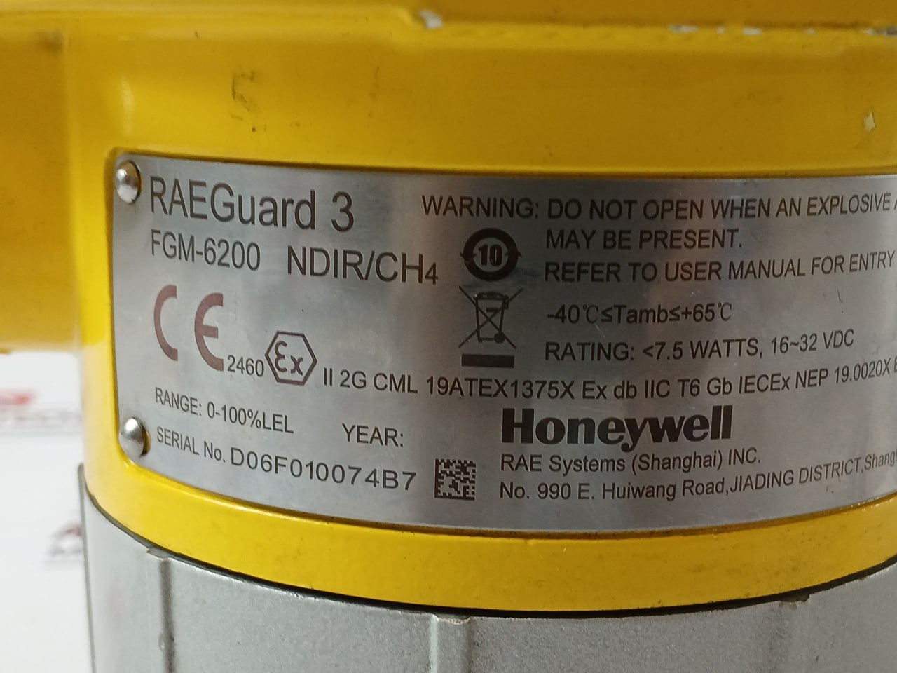 Honeywell Fgm-6200 Raeguard 3 Fixed Gas Detector Rey Systems