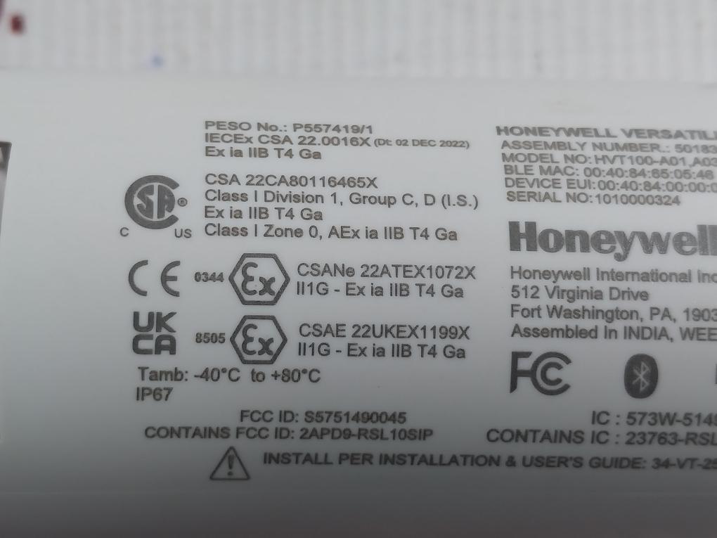 Honeywell Hvt100-a01, A03-0-sm-1-1-0000