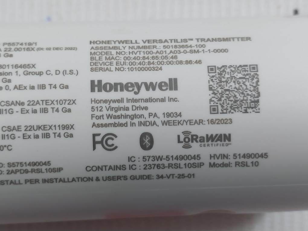 Honeywell Hvt100-a01, A03-0-sm-1-1-0000
