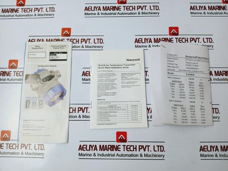 Honeywell Stt850-t-0-d-gfd-15C-b-11A0-f1-0000 Smartline Temperature Transmitter Rev.B