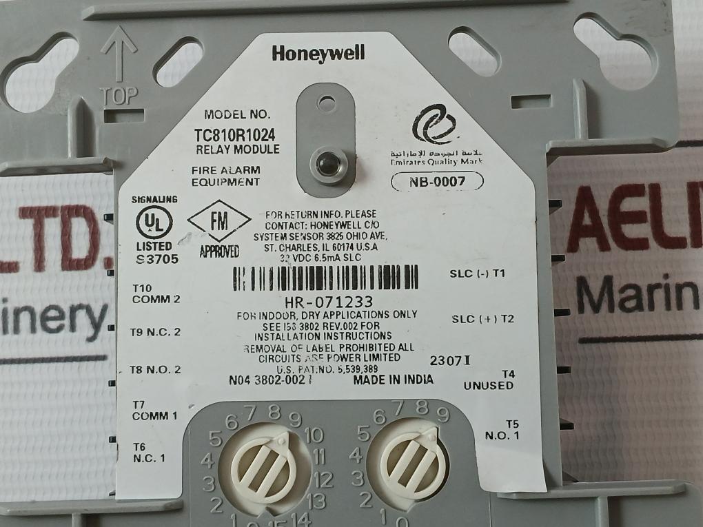 Honeywell Tc810R1024 Relay Module 32 Vdc 6.5 Ma Slc 5,539,389