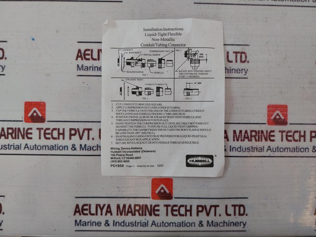 Lot of 8X Hubbell PS0509NGY Liquid-tight Flexible Conduit Connector