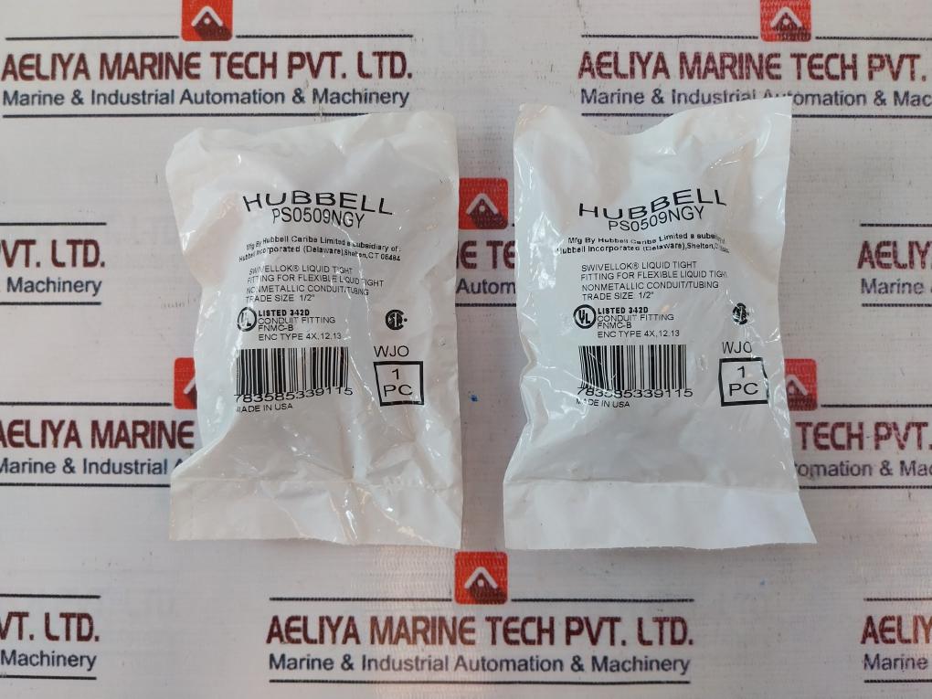 Lot of 8X Hubbell PS0509NGY Liquid-tight Flexible Conduit Connector
