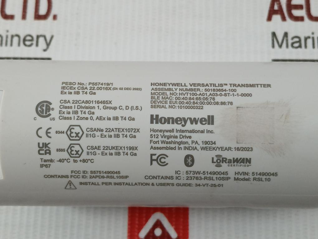 Hvt100-a01,A03-0-st-1-1-0000 Honeywell Transmitter