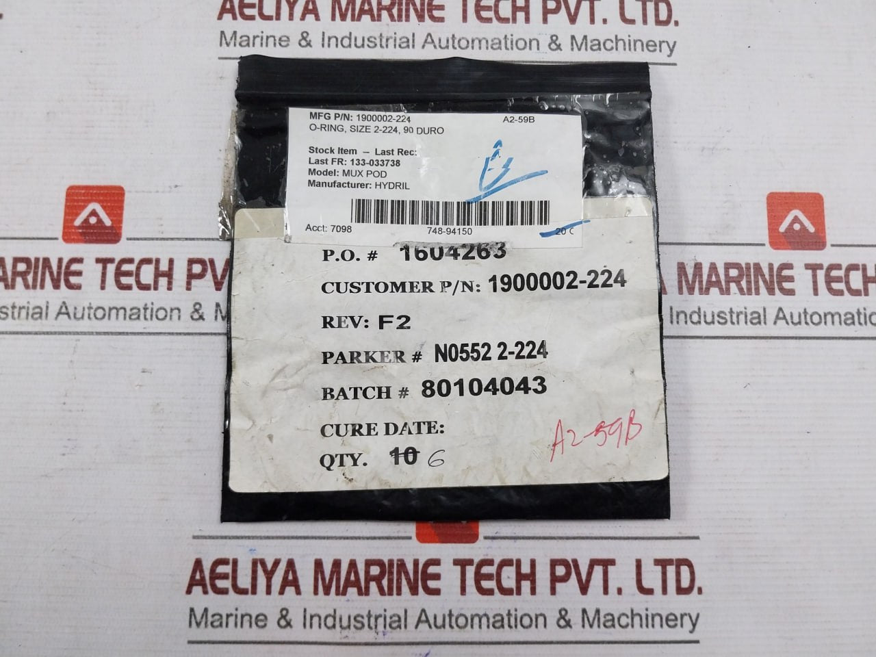 Hydril 1900002-224 O-ring Seal 2-224 90 Duro Mux Pod A2-59B