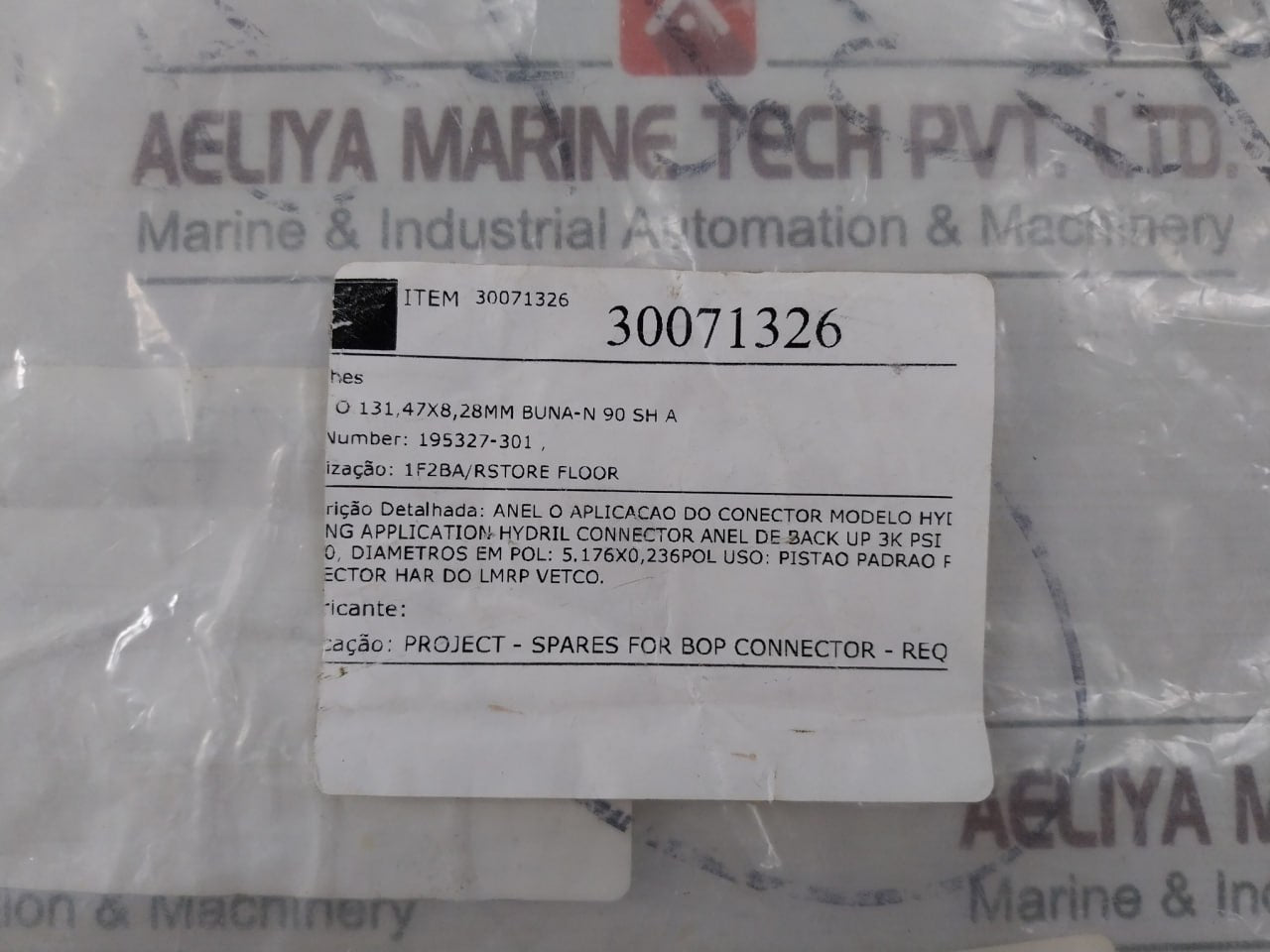 Hydril 195327-301 Back-up 90D Nitrile O-ring 5.176 Id X.236 Cs 90A