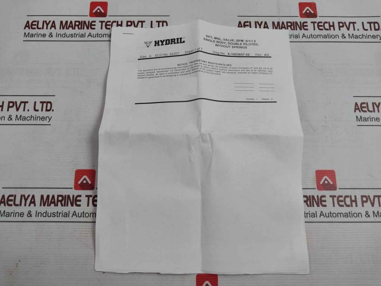 Hydril 20-504469 Repair Kit 3K/5K Spm Valve Double Piloted Rev C