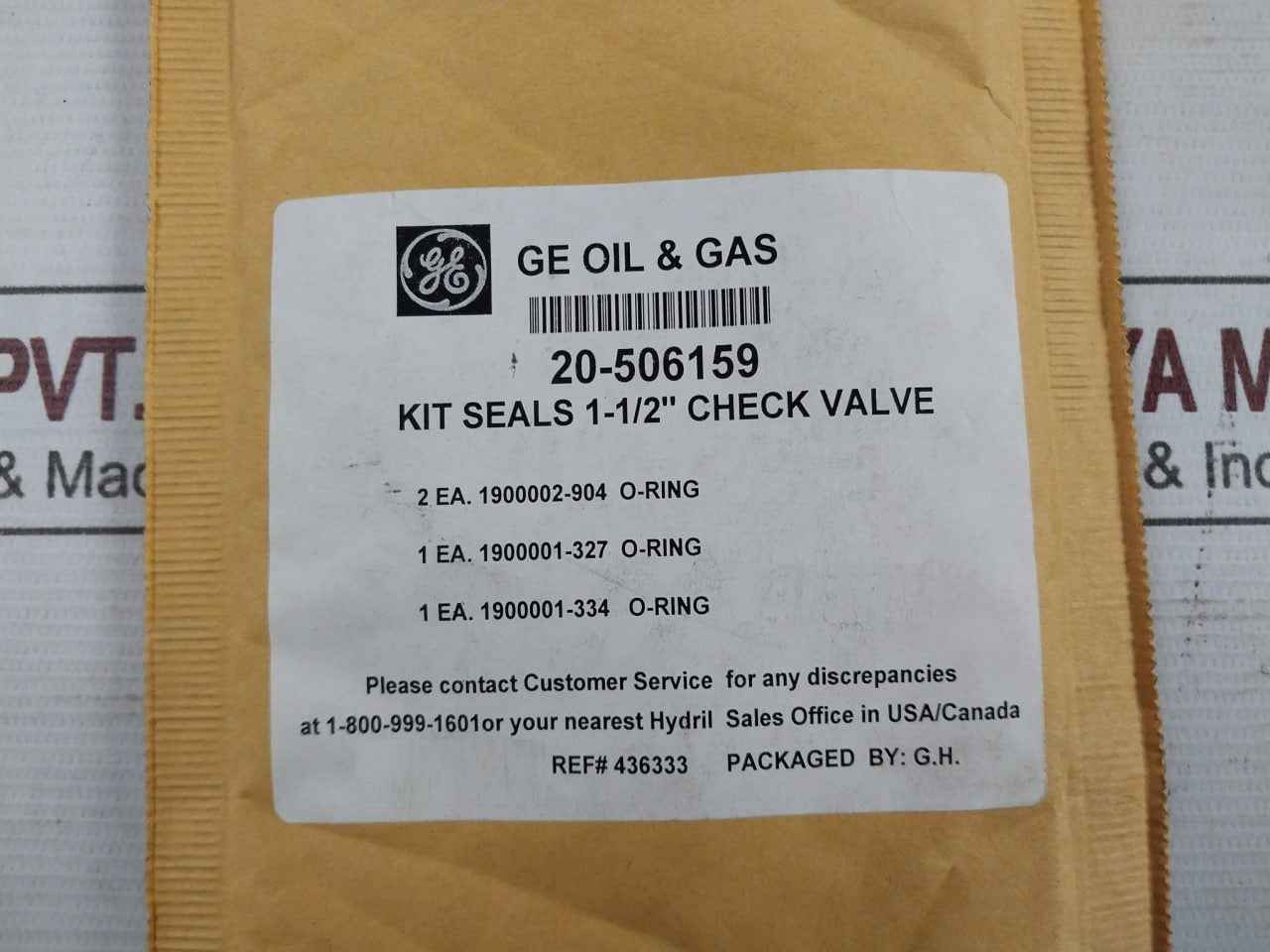 Hydril 20-506159 Seal Kit For 1-1/2” Check Valve