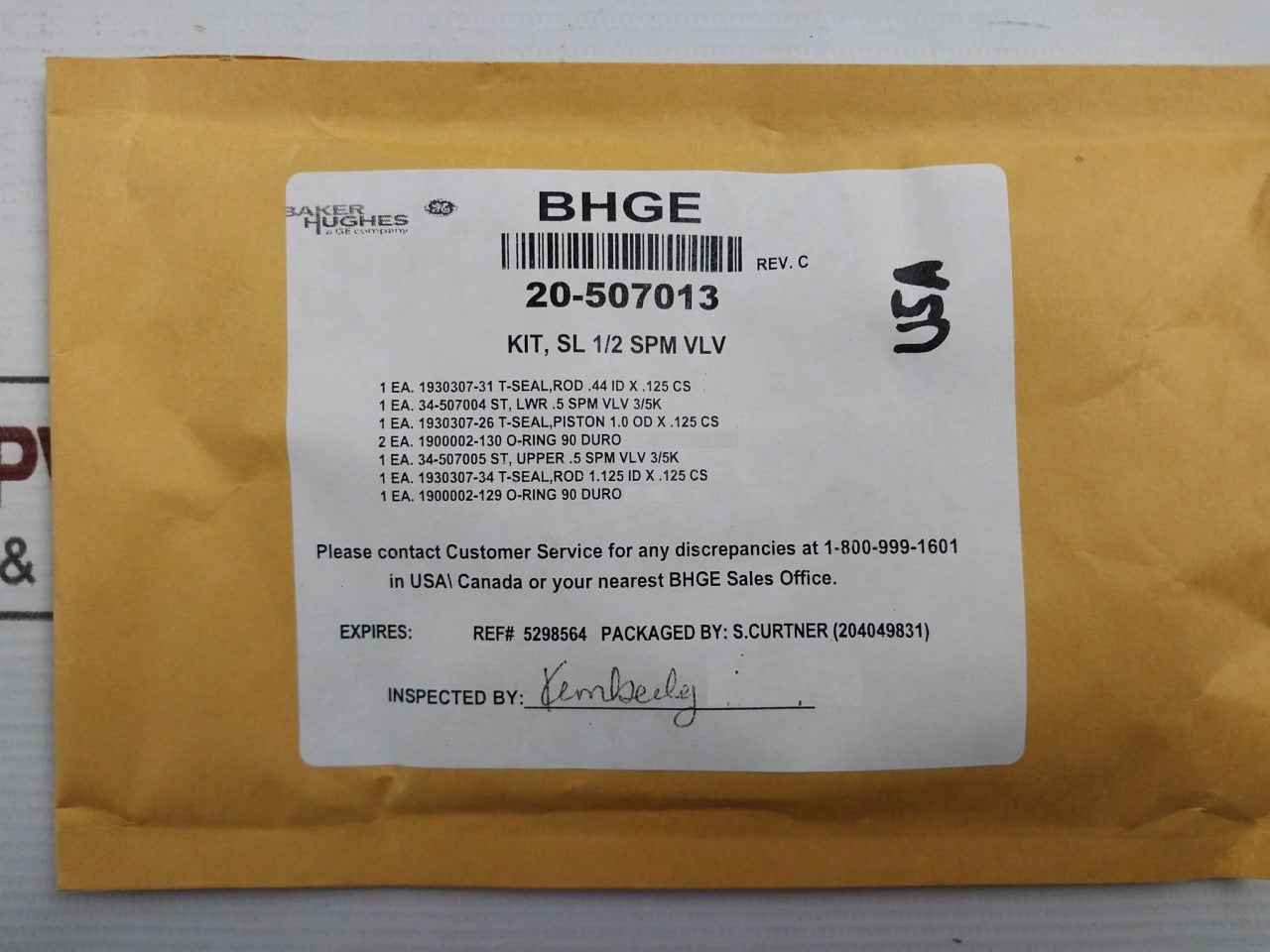 Hydril 20-507013 1/2" Spm Valve Repair Kit 18 3/4 15M Mpl Ram Bop 34-507005