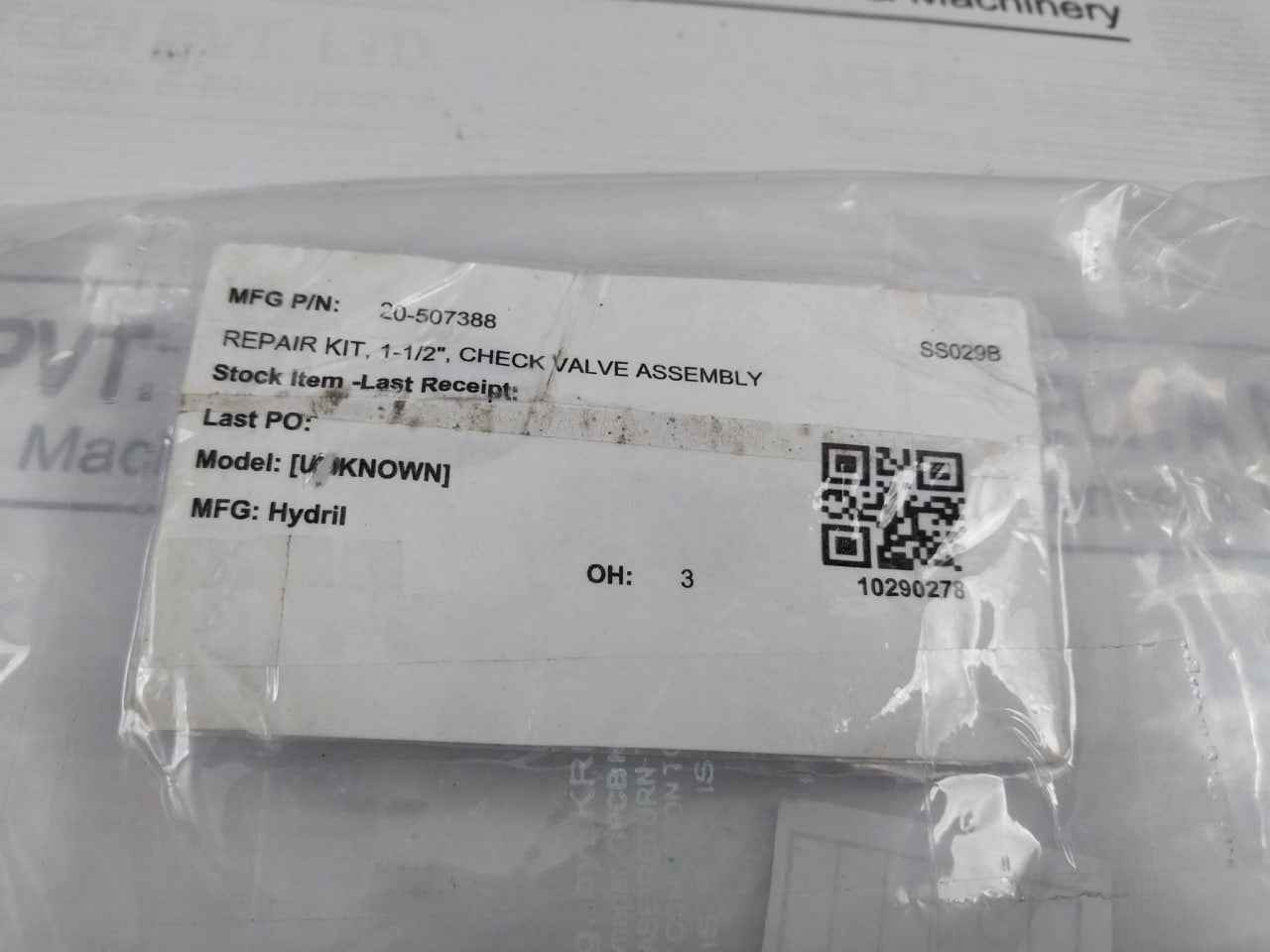 Hydril 20-507388 Repair Kit For Check Valve Assembly 1-1/2" Ss029B
