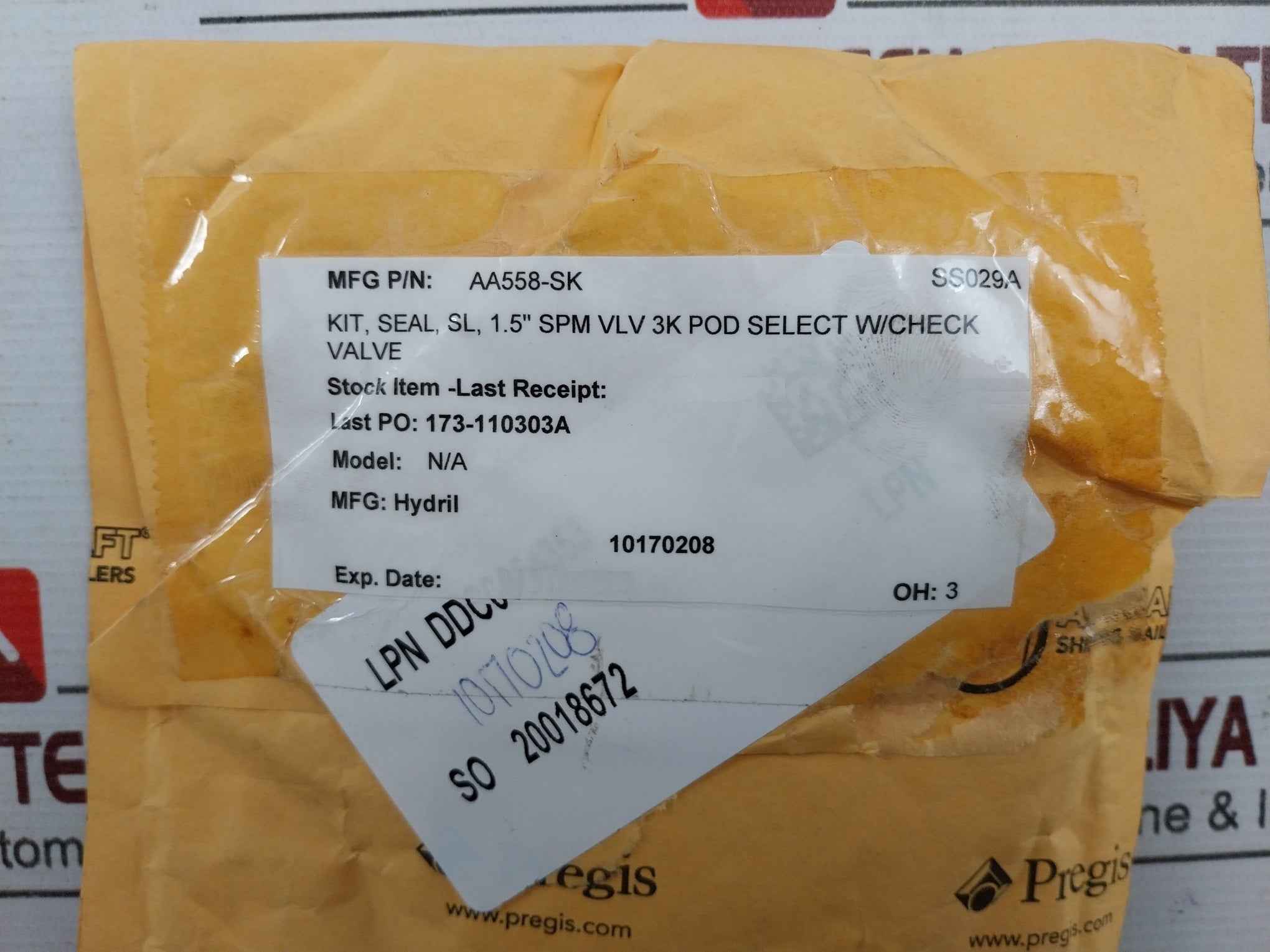 Hydril Aa558-sk Spm Valve Seal Kit Assy For 1.5" 3K Rev.C Rod .875