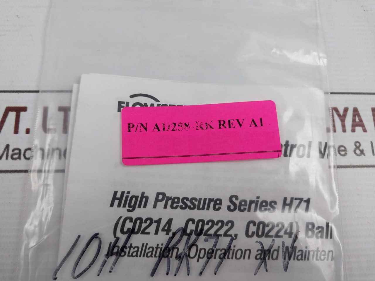 Hydril Ad258-rk Repair Kit For Ball Valve Rev.A1 84-p96 Mux Control Systems Ss029