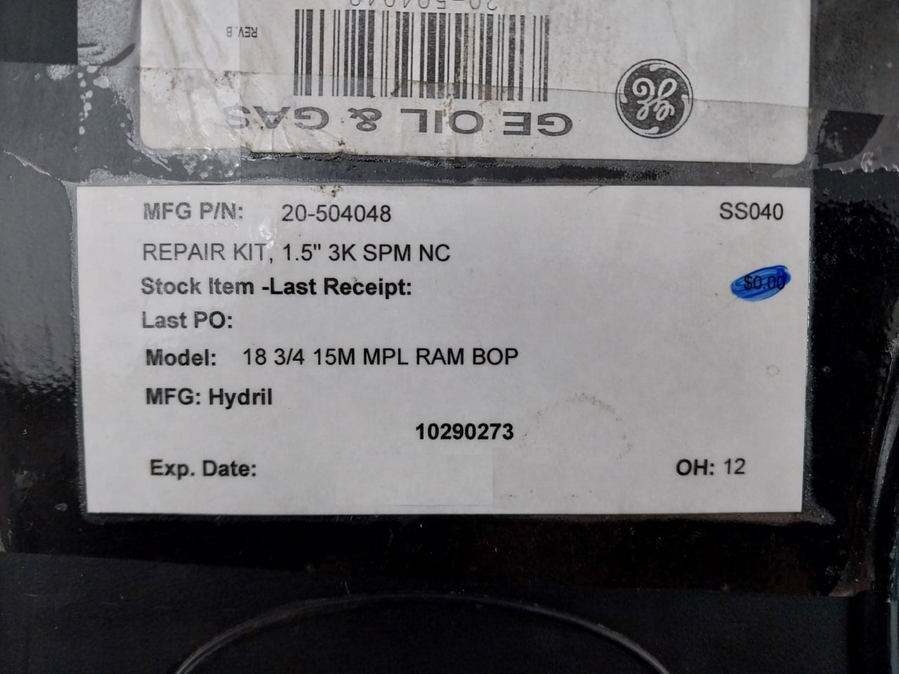 Hydril 20-504048 Repair Kit 1.5" 3K Spm Nc Valve Rev B 35-504019-01