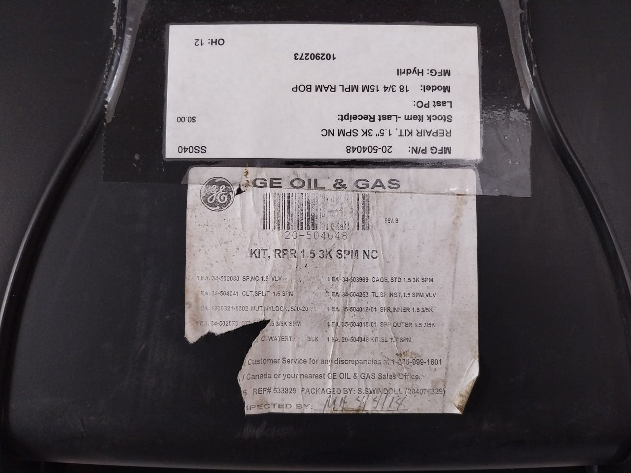Hydril 20-504048 Spm Nc Sl Valve Repair Kit 18 3/4 15M 34-504041, 34-504253