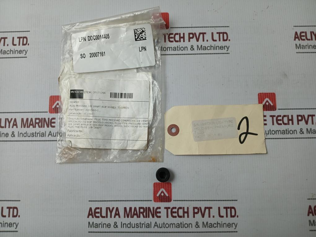 Hydril 3101560-1 Pressure Plug For 3/8-18 Npt Flush Type Bop