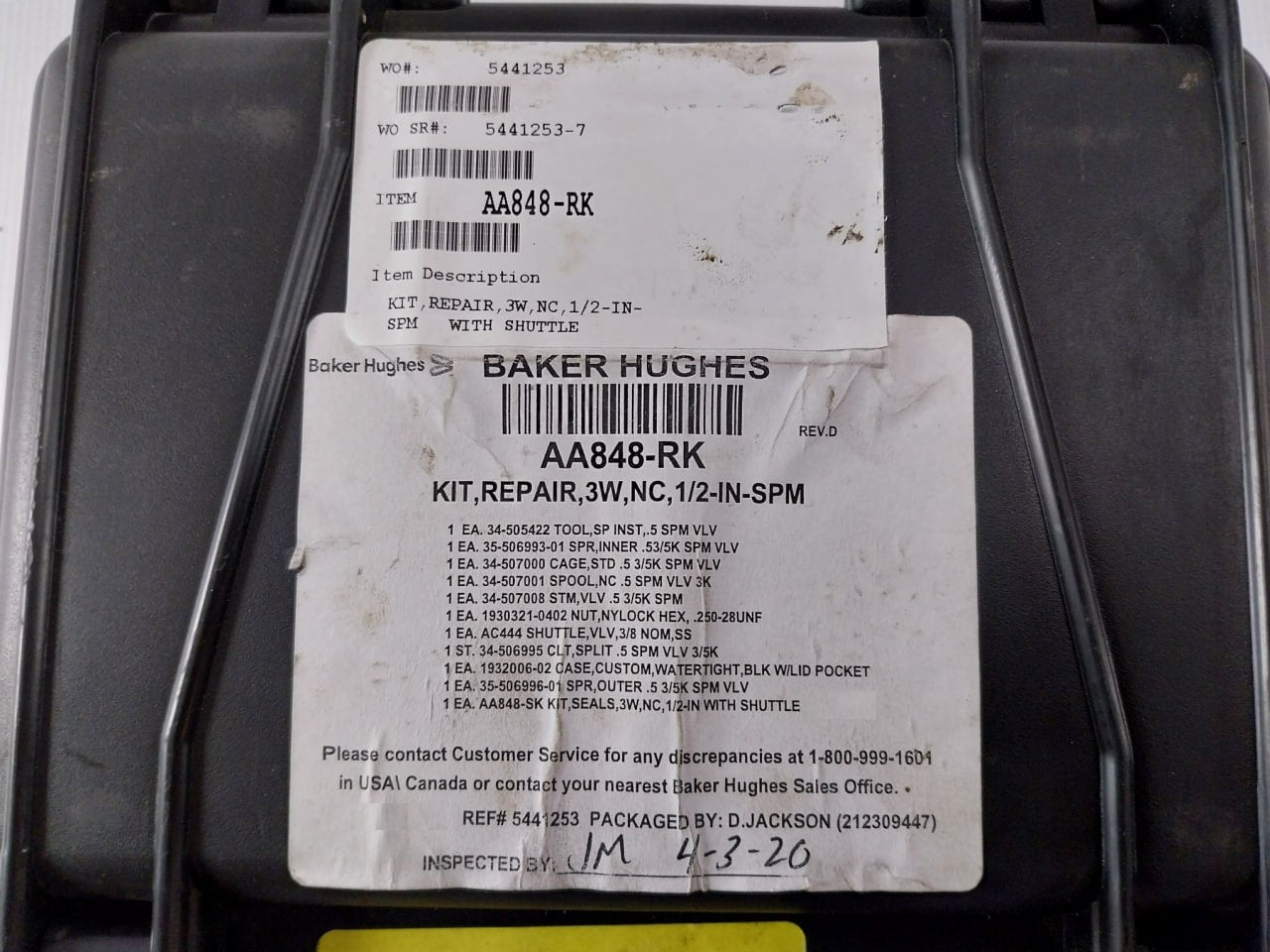 Hydril Aa848-rk Repair Kit Gen-ii Mux 3W Nc 1/2" Spm Valve W/ Shuttle Rev D