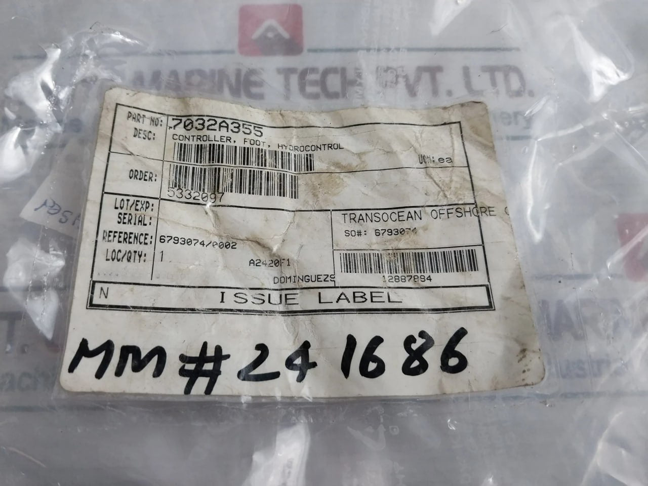 Hydrocontrol 10070 Foot Pedal Control For Crane 7032A355