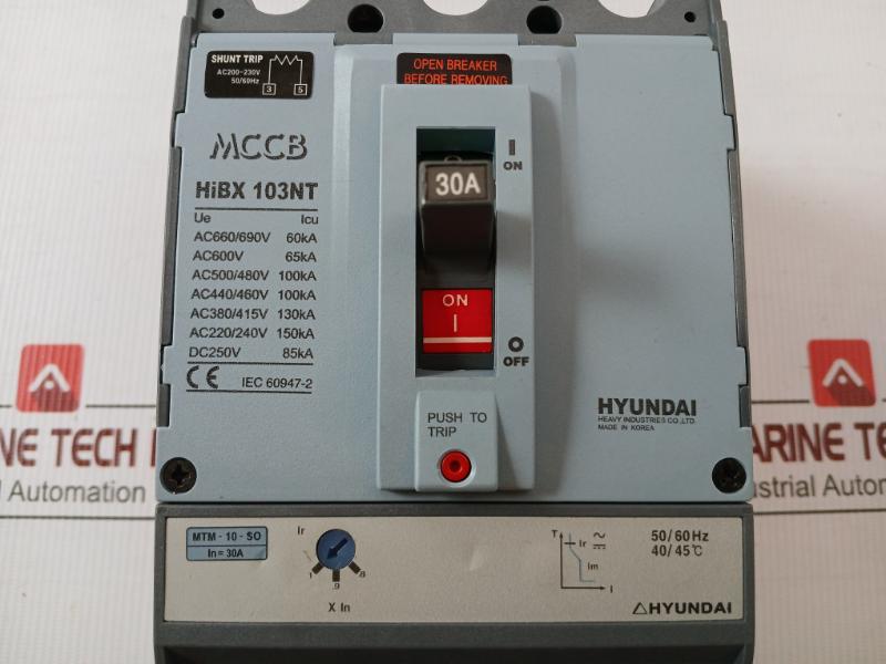 Hyundai 100Af 3P 50/60Hz Molded Case Circuit Breaker Hibx 103Nt