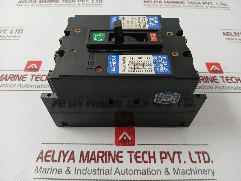 Hyundai 3-pole Molded Case Circuit Breaker 660V 75A Part No Hbh-103