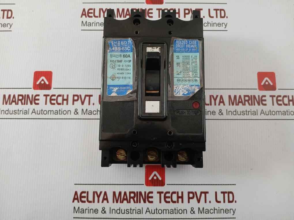 Hyundai Ac440V 7.5Ka Molded Case Circuit Breaker Hbs-63C