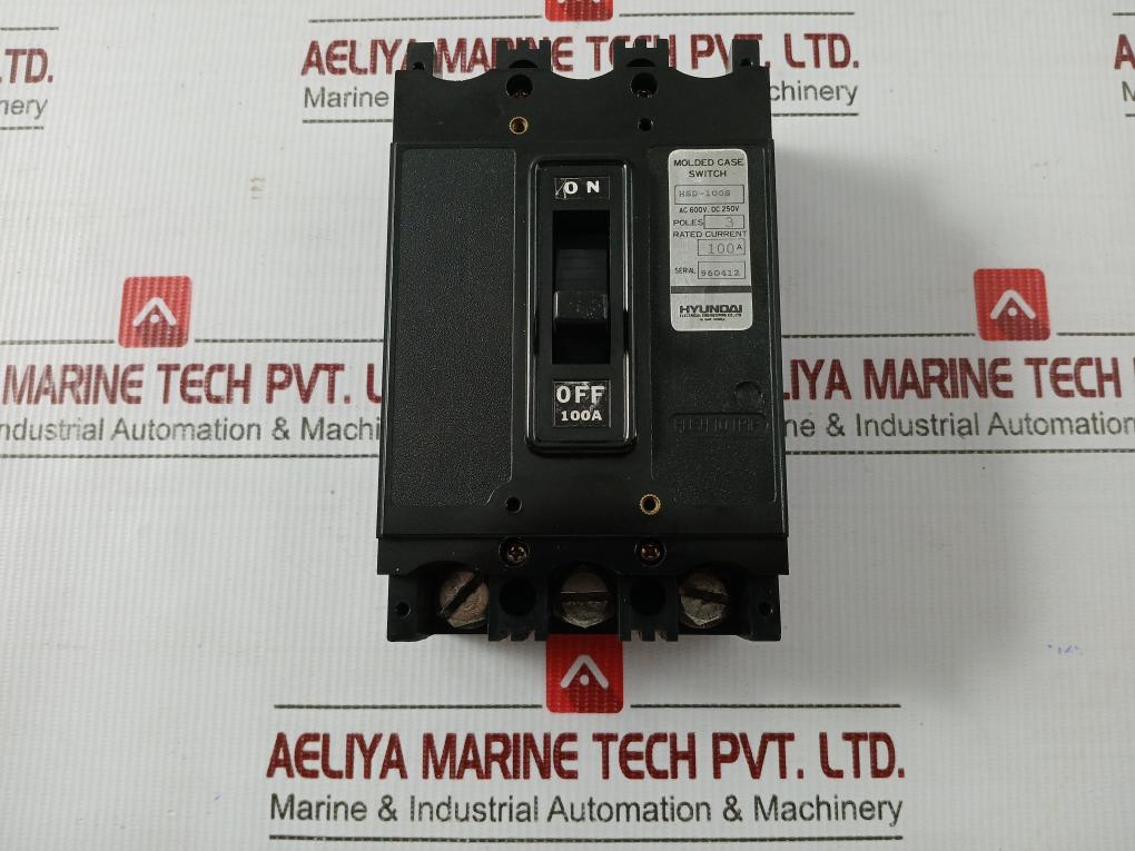 Hyundai Dc250V Molded Case Switch Hsd-100S Poles 3