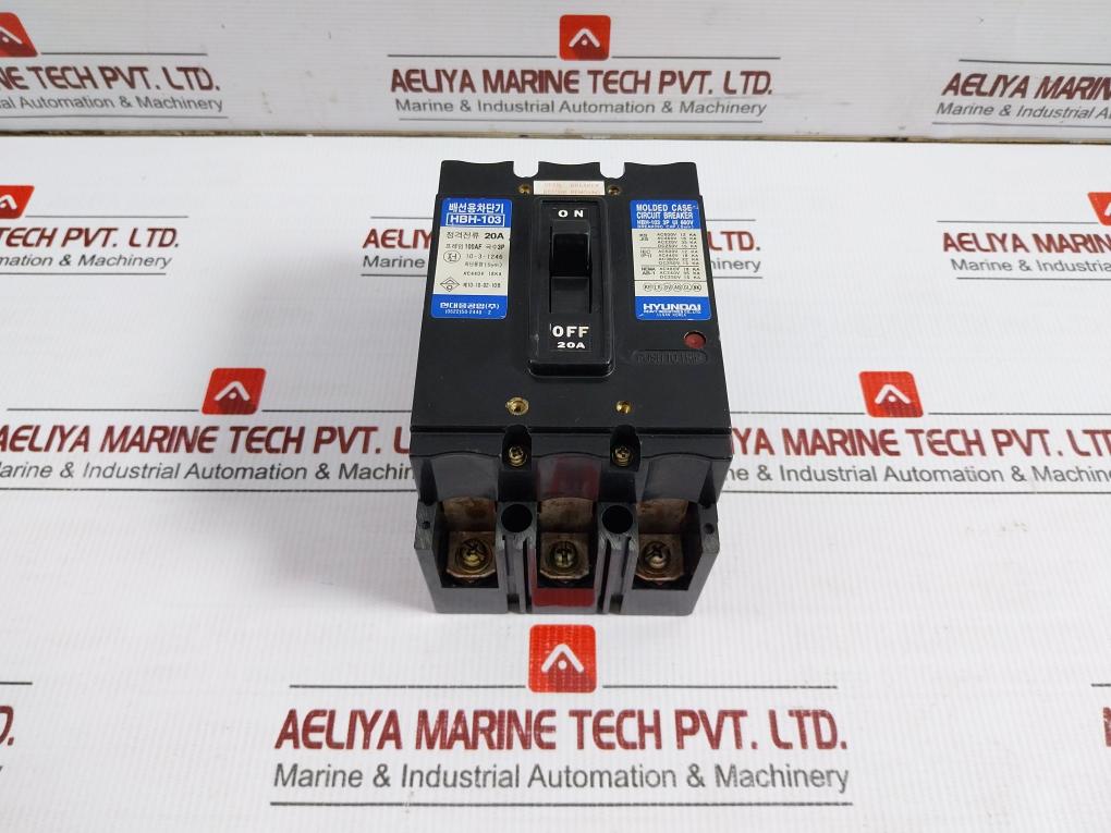 Hyundai Molded Case Circuit Breaker Ac440V Pole 3 Hbh-103 20A