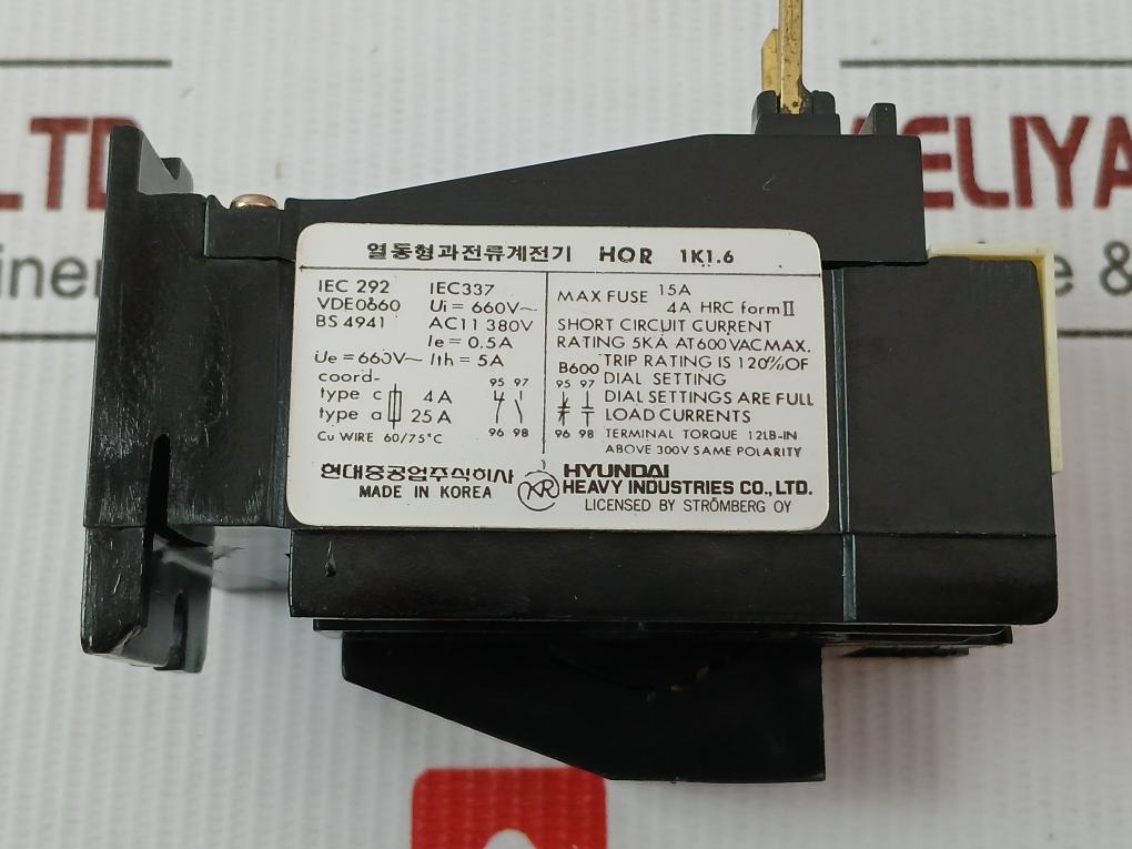 Hyundai Thermal Overload Relay 660V Hor1K1.6