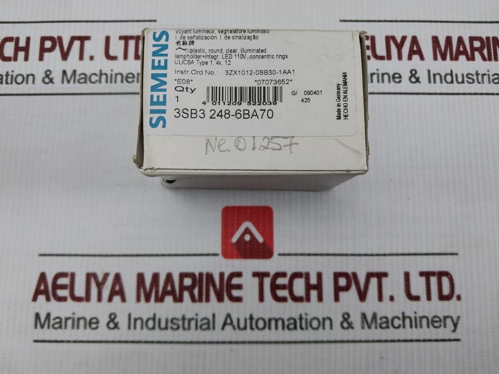 Illuminated Indicator Light 3Sb3 248-6Ba70 Siemens 110V Ac