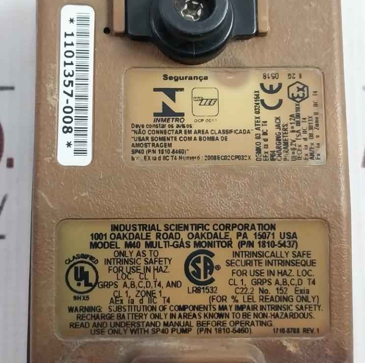 Industrial Scientific 1810-5437 Multi Gas Monitor Ac 100-240v 50/60hz 0.3a