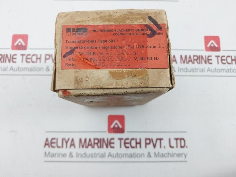 Tr 501/8 Intrinsic Safe Transistor Relay 220Vws 10Ma 40-6 Ing. Heinrich Jachertz