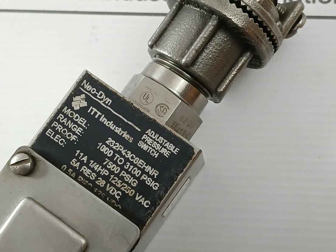 Itt 232P43C6Ehnr Adjustable Pressure Switch 7500 Psig -40 To 75°C T5