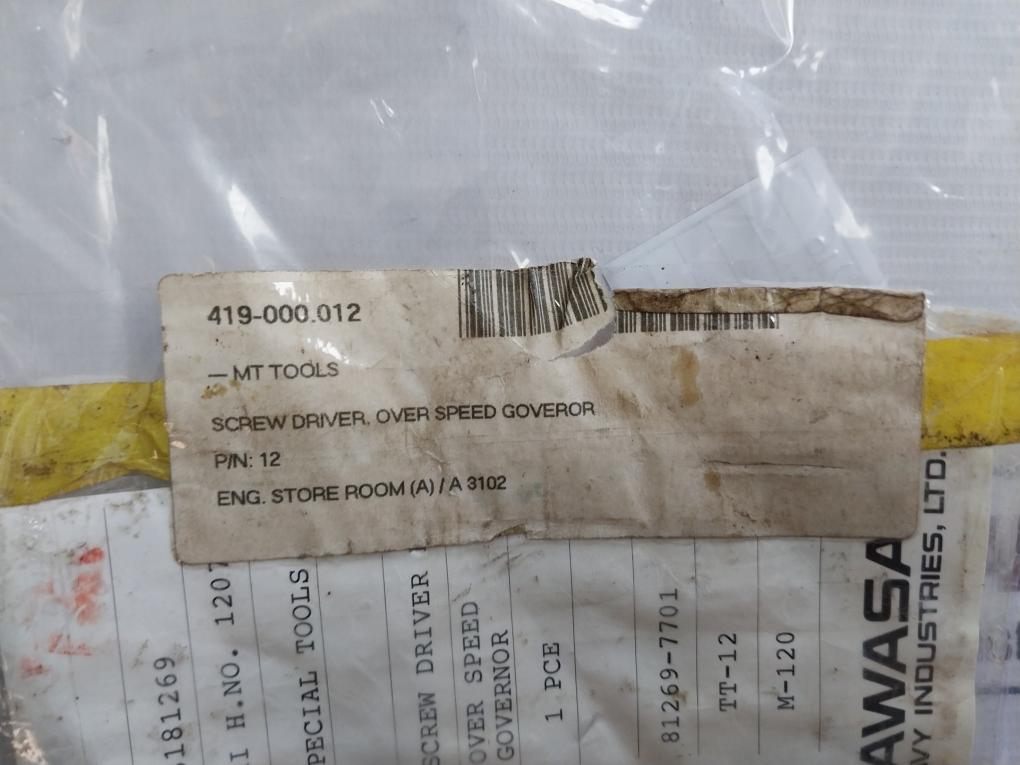 Kawasaki Tt-12 Screw Driver For Over Speed Governor Set