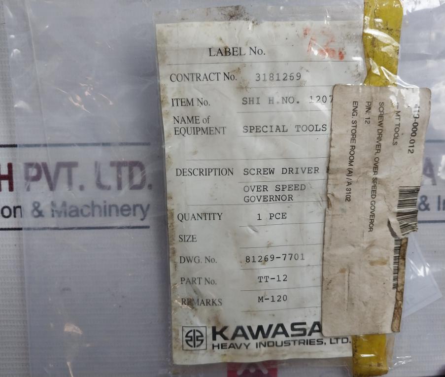 Kawasaki Tt-12 Screw Driver For Over Speed Governor Set