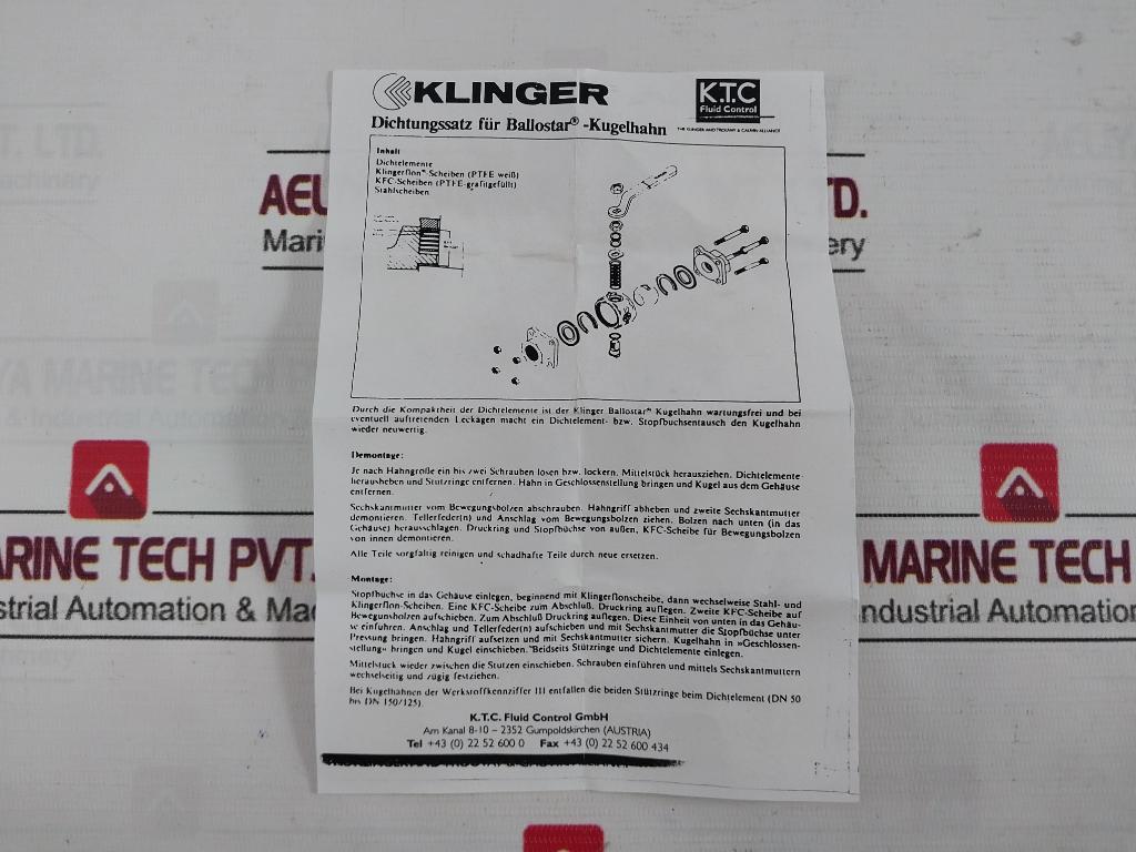 Klinger Pn 63 Sealing Kit For Ball Valve R00340 Dn 32/35