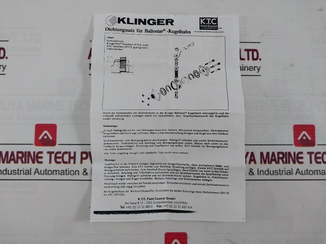 Klinger Pn 63 Sealing Kit For Ball Valve R00340 Dn 32/35
