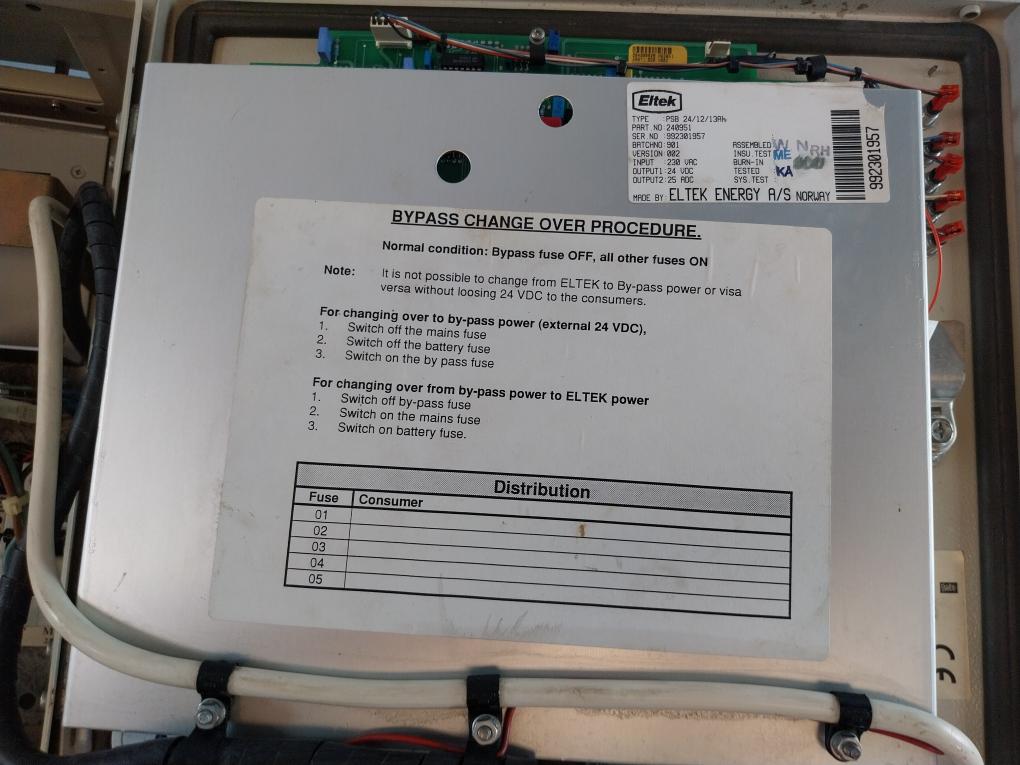 Kongsberg Eltek Psb 24/12/13Ah Uninterupt Power Supply 240951 Version: 002
