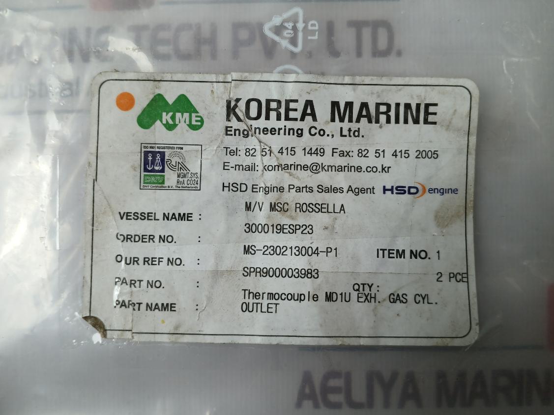 Korea Marine Thermocouple Md1U Exhaust Gas Cyl. Outlet Spr900003983 210-mm