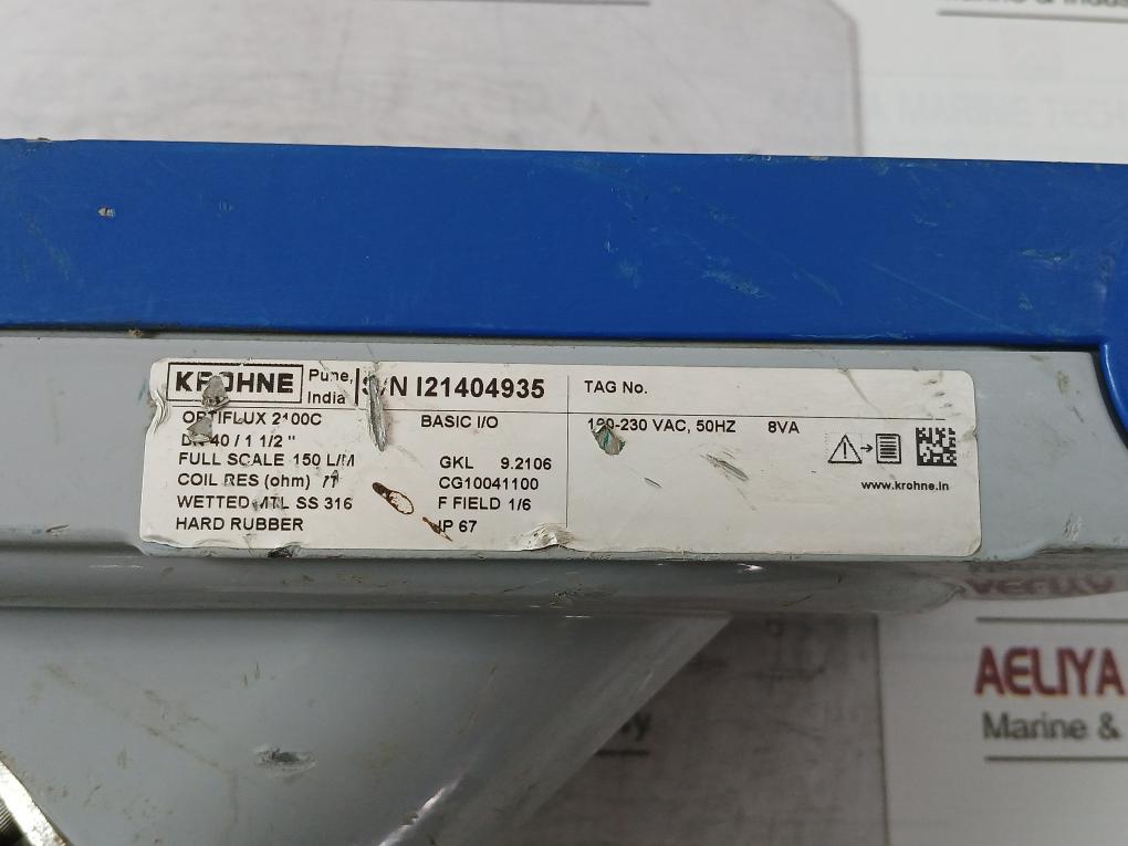 Krohne Optiflux 2100C Electromagnetic Flow Meter 77 Ohms
