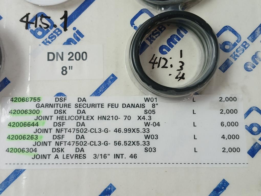 Ksb Amri 42068755 Fire Safety O-ring Seal Kit 8" 42006644, 42006263, 42006304